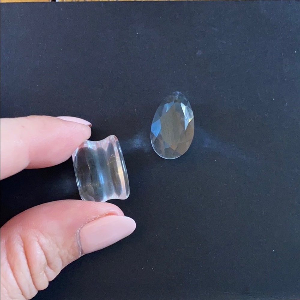 9/16 glass faceted teardrop plugs gauges